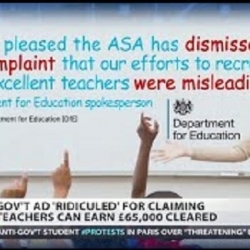 Teachers 'can't watch' ad claiming they earn £65,000